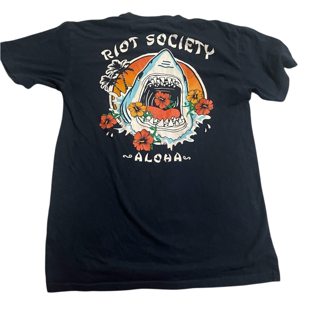 Riot Society Navy Blue Shark “Aloha” Graphic Tee